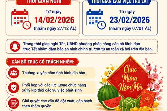 Thông báo lịch nghỉ Tết Nguyên đán năm 2026