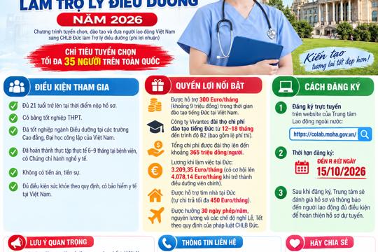 Cơ hội làm việc tại CHLB Đức dành cho lao động ngành điều dưỡng năm 2026