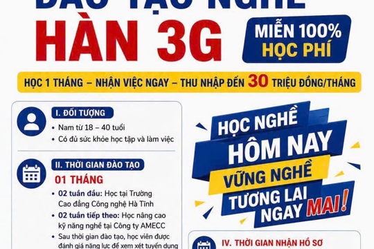 Tuyển sinh đào tạo nghề hàn 3G - miễn 100% học phí