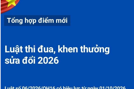 Tổng hợp điểm mới của Luật Thi đua khen thưởng (sửa đổi) năm 2026