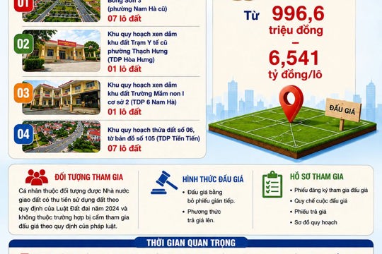 Thông báo đấu giá quyền sử dụng đất trên địa bàn phường Thành Sen
