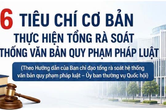 6 tiêu chí cơ bản thực hiện tổng rà soát hệ thống văn bản quy phạm pháp luật